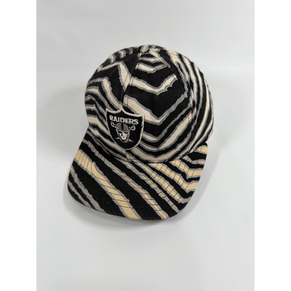 Vintage Las Vegas Raiders Zubaz Hat Snapback Cap Zebra Print Made In USA 90s NFL